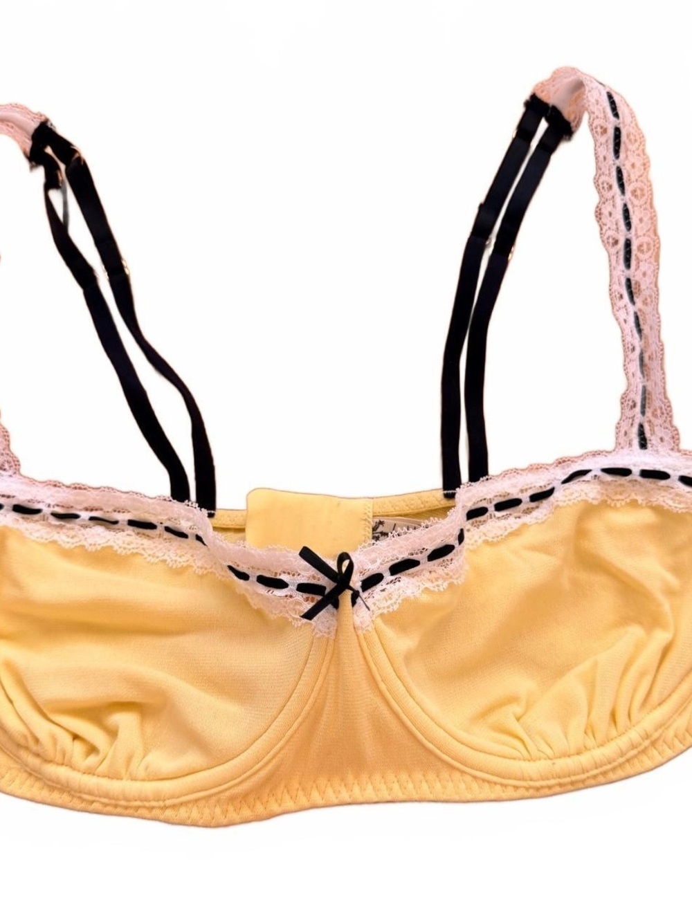 Intimately Free People Yellow Lace Trim Underwire Bra 34DD NWT Coquette